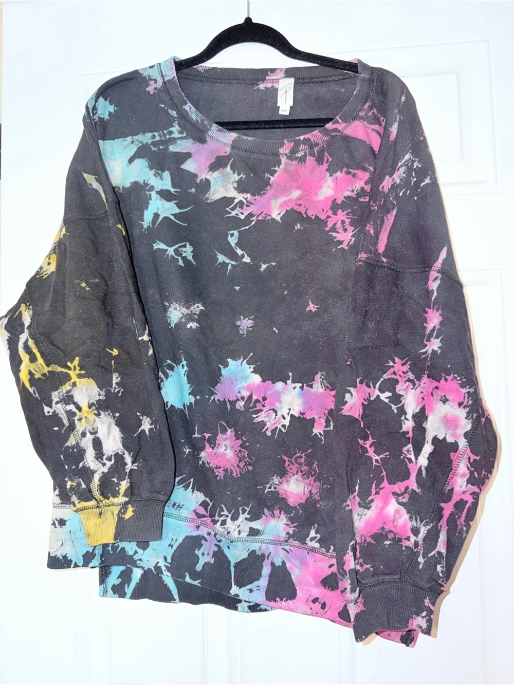 SEW IN LOVE Tie-Dye Pullover crew Sweatshirt black bright colors size 3x xxxl